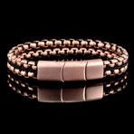 Matte Finish Rose Gold Plated Stainless Steel Double Box Chain Bracelet // 8.5"