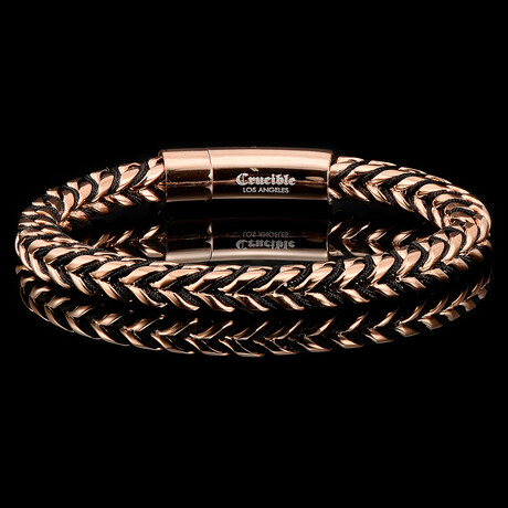 Polished Stainless Steel Franco Chain + Nylon Cord Bracelet // Rose Gold // 7mm
