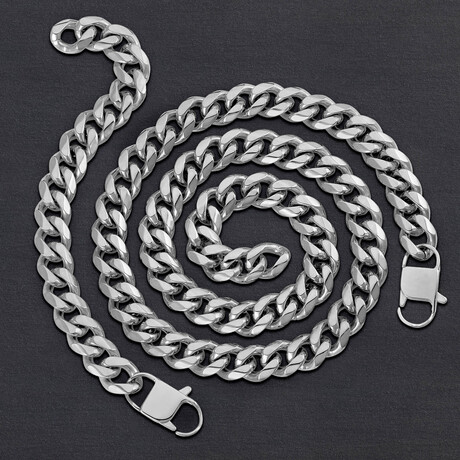 Polished Stainless Steel + Curb Chain // Bracelet + Necklace Set // 8.5" + 28"