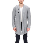 Longline Two-Button Cardigan // Gray (S)