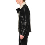 Faux Shearling Lined Jacket // Black (M)