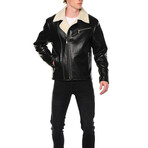 Faux Shearling Lined Jacket // Black (XL)