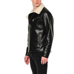 Faux Shearling Lined Jacket // Black (M)