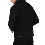 Faux Shearling Lined Denim Jacket // Black (S)