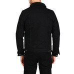Faux Shearling Lined Denim Jacket // Black (M)