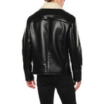 Faux Shearling Lined Jacket // Black (L)