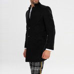 Fitted 2-Button Pea Coat // Black (2XL)