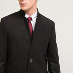 Fitted 2-Button Pea Coat // Black (XS)