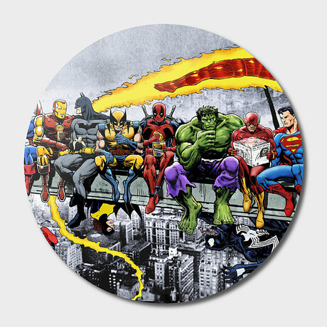 More Marvel & DC Superheroes Lunch Atop A Skyscraper (16"Ø)