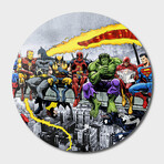 More Marvel & DC Superheroes Lunch Atop A Skyscraper (16"Ø)