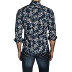 Darren Floral Button-Up Shirt // Navy (XL)