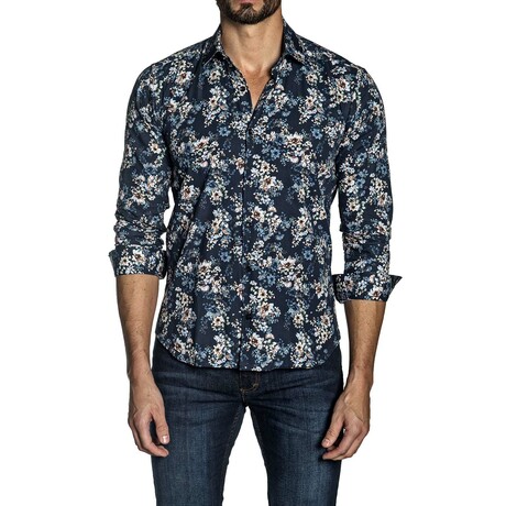 Darren Floral Button-Up Shirt // Navy (XL)