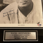 Hank Greenberg // Detroit Tigers // Signed Photograph w/ Inscription + Framed