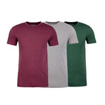Ultra Soft Suede Crew-Neck // Heather Maroon + Heather Gray + Heather Forest Green // Pack of 3 (XL)