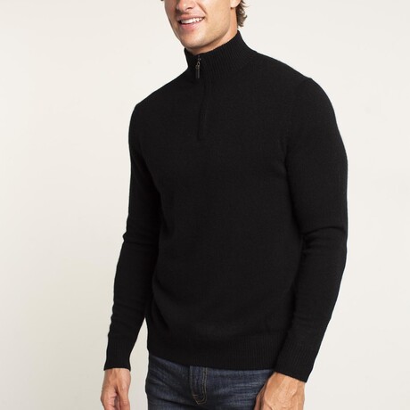 Cashmere 1/4 Zip Sweater // Black (S)