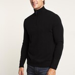 Cashmere 1/4 Zip Sweater // Black (S)