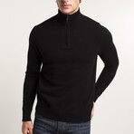 Cashmere 1/4 Zip Sweater // Black (S)