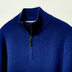 Cashmere 1/4 Zip Sweater // Dark Blue (2XL)