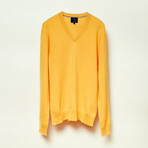 Cashmere V-Neck Sweater // Yellow (L)