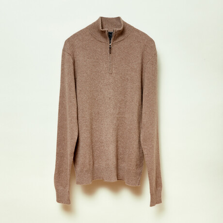 Cashmere 1/4 Zip Sweater // Taupe (S)