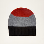 Cashmere Color Blocked Hat // Rust