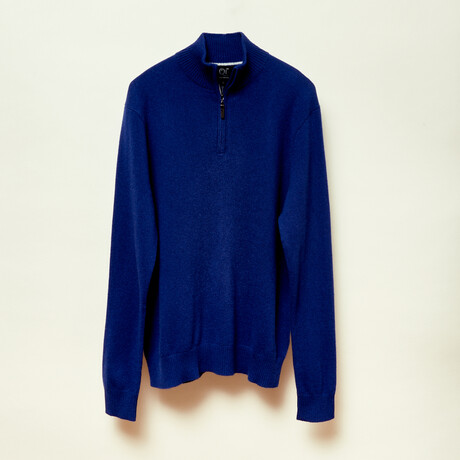 Cashmere 1/4 Zip Sweater // Dark Blue (S)