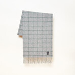 Cashmere Window Pane Woven Scarf // Gray + Green