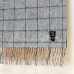 Cashmere Window Pane Woven Scarf // Gray + Green