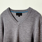 Merino Wool V-Neck Sweater // Light Gray (S)