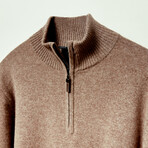 Cashmere 1/4 Zip Sweater // Taupe (XL)