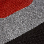 Cashmere Color Blocked Hat // Rust