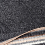 Cashmere Stripe Trim Hat // Charcoal