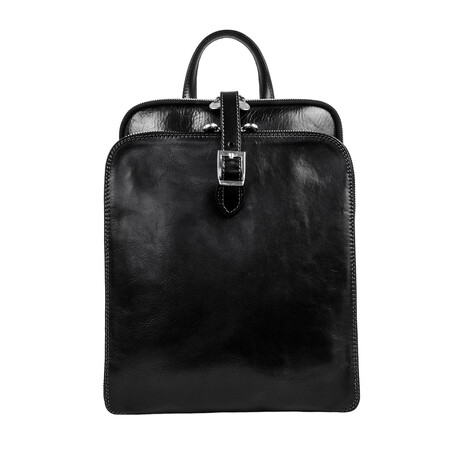 Clarissa // Convertible Leather Backpack // Black (Black)