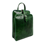 Clarissa // Convertible Leather Backpack // Green (Green)
