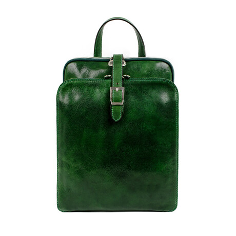 Clarissa // Convertible Leather Backpack // Green (Green)
