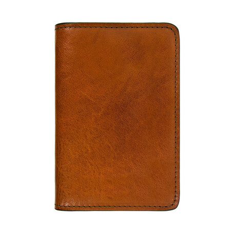 Gulliver's Travels // Small Leather Passport Holder // Cognac Brown