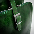 Clarissa // Convertible Leather Backpack // Green (Green)