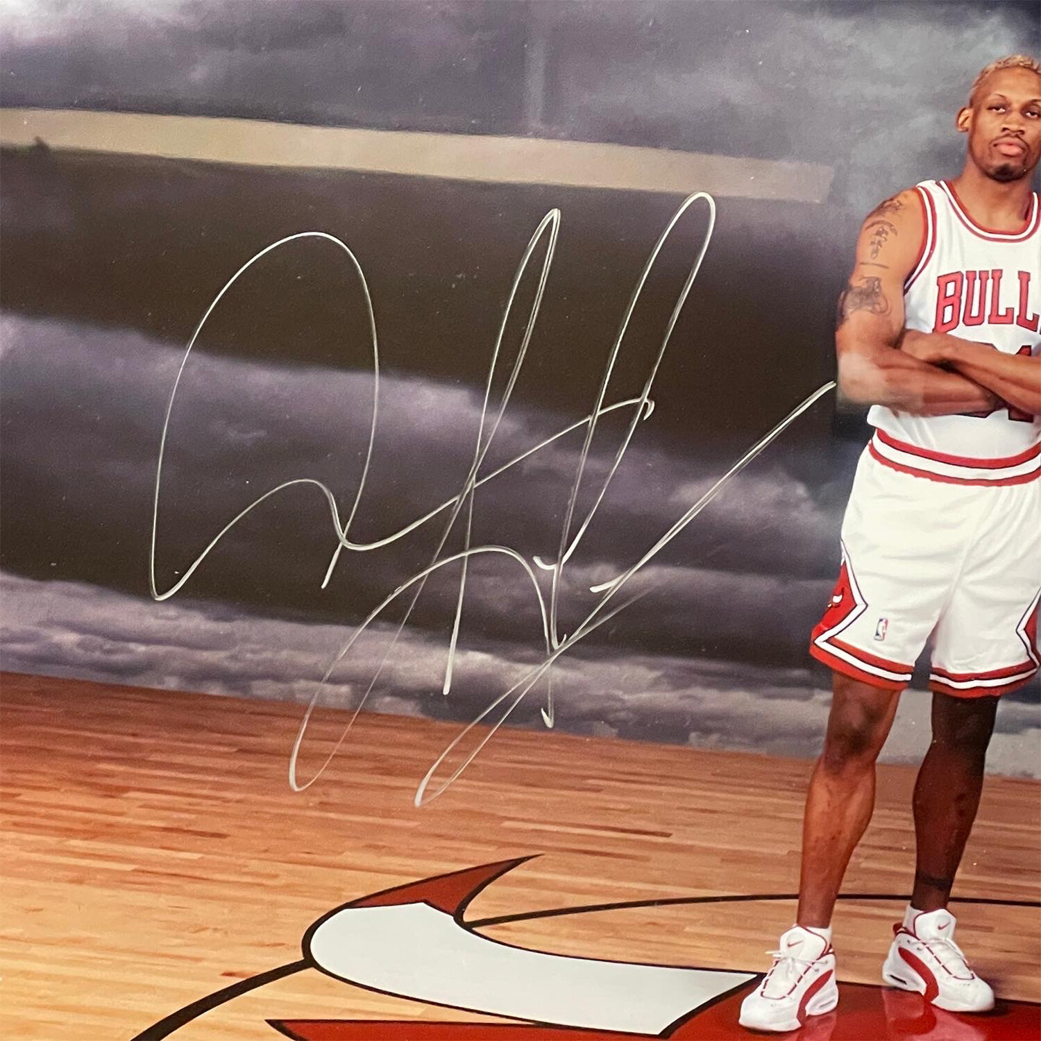Michael Jordan Scottie Pippen Rodman Triple Signed Framed Bulls