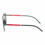 Men's PS52XS-07S08L-59 Linea Rossa Sunglasses // Matte Aluminum + Green + Silver