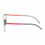Men's PS51XS-07S08L-59 Linea Rossa Sunglasses // Matte Aluminum + Green + Silver