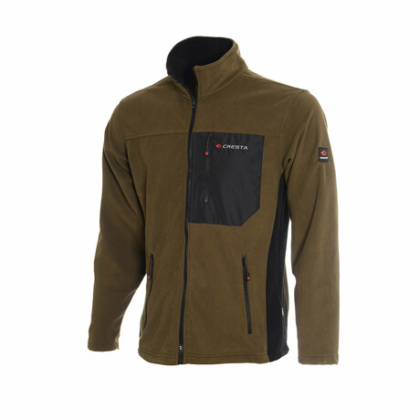 Two Colored Micro Fleece Full Zip Jacket // Dark Khaki (S)