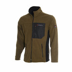 Two Colored Micro Fleece Full Zip Jacket // Dark Khaki (XL)