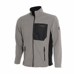 Two Colored Micro Fleece Full Zip Jacket // Gray (XL)