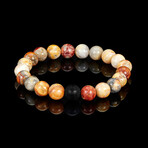 Crazy Lace Agate + Matte Onyx Stone Stretch Bracelet // 8.25"