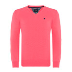 Richard V-Neck Pullover Sweater // Coral (L)