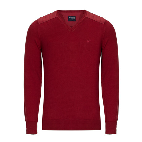Henry V-Neck Pullover Sweater // Bordeaux (S)
