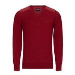 Henry V-Neck Pullover Sweater // Bordeaux (L)