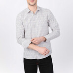Brent Button Up Shirt // White + Brown + Blue (XL)