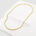 Solid Gold Plated Sterling Silver Franco Square Box Link Chain Necklace // 2.5mm (16")