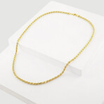 Solid Gold Plated Sterling Silver Rope Chain Necklace // 3mm (16")